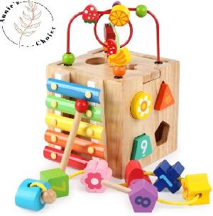 Bekijk leuke cadeautip : Blokkie Blok - Multifunctionele 5 in 1 Houten Activiteite...